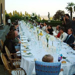 A Tuscan wedding long table daytime