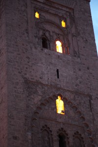 Marrakesh mosque tower windows