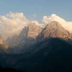 Brenta range in the Dolomites at sunset