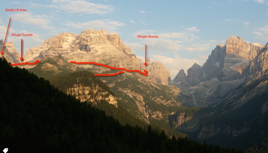 Rifugio Tuckett trekking path