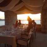 Villa Ruža restaurant table sunset