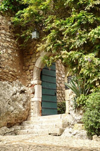 Obidos castle green doorway