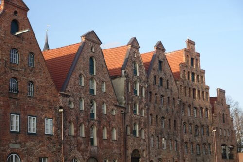 Lübeck river houses detail