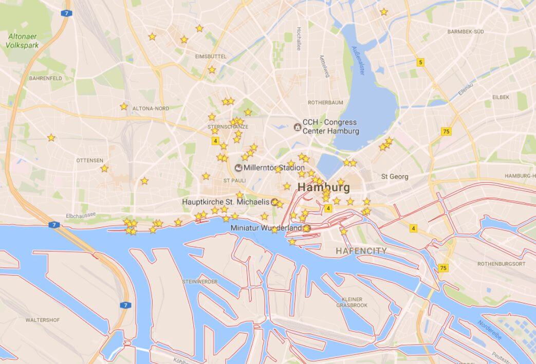 Hamburg canal map