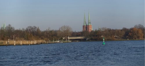 Lübeck boat tour church steeples