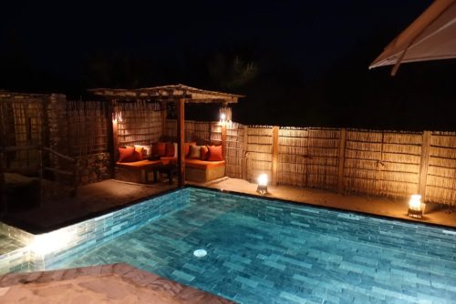 Six Senses Zighy Bay villa pool at night