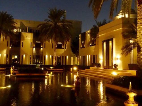 The Chedi Muscat grounds at night