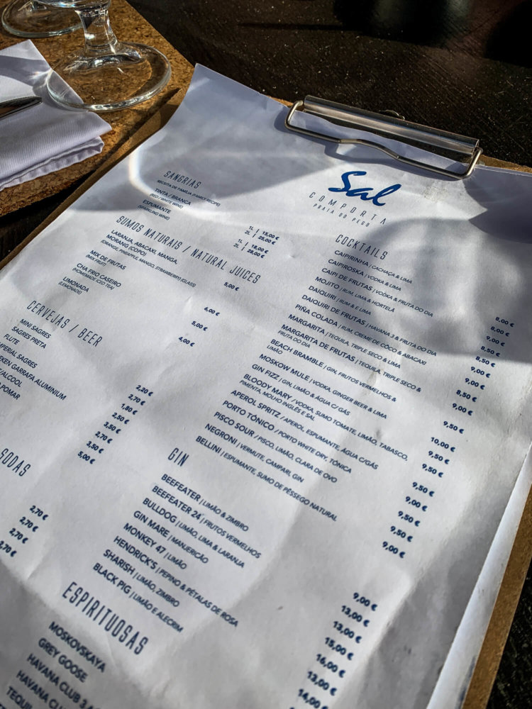 Restaurante Sal Comporta menu