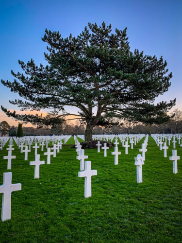 American Cemetery Normandy at dusk