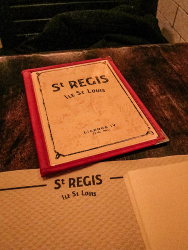 Cafe Saint Regis Paris menu