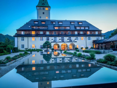 Schloss Elmau luxury spa reflecting pool