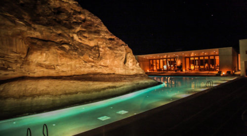 Amangiri pool at night