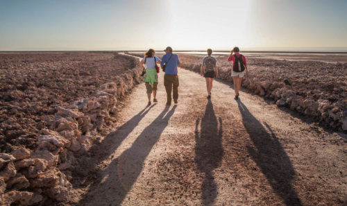 hiking through Salar de Atacama