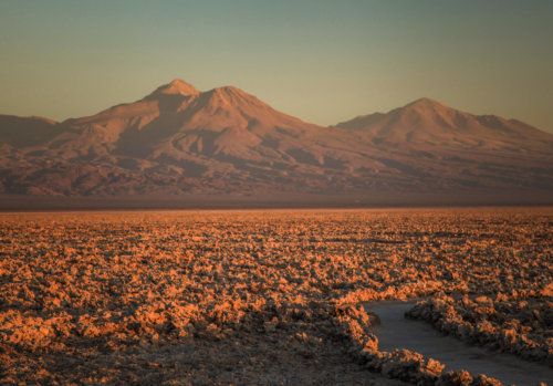 volcano at sunset Salar de Atacama